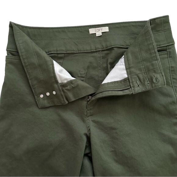 Loft Pants Army Green Stretch High Rise High Waisted Tapered Ankle Pants Size 12 - Picture 4 of 12